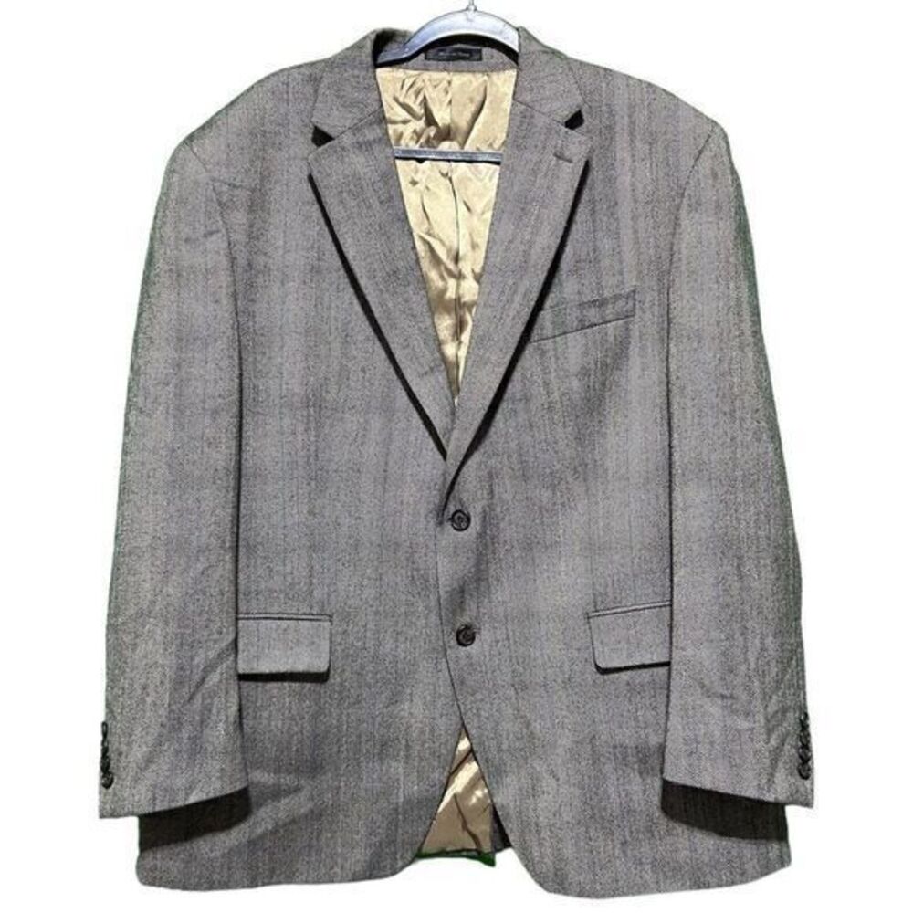 Lauren Ralph Lauren‎ Wool Men's Lapel Two Button Blazer Herringbone Tan/Gray 48R